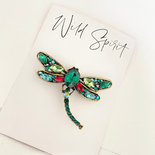 Mini Green Dragonfly Brooch
