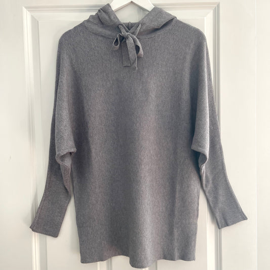 Grey Knitted Hooded Jumper
