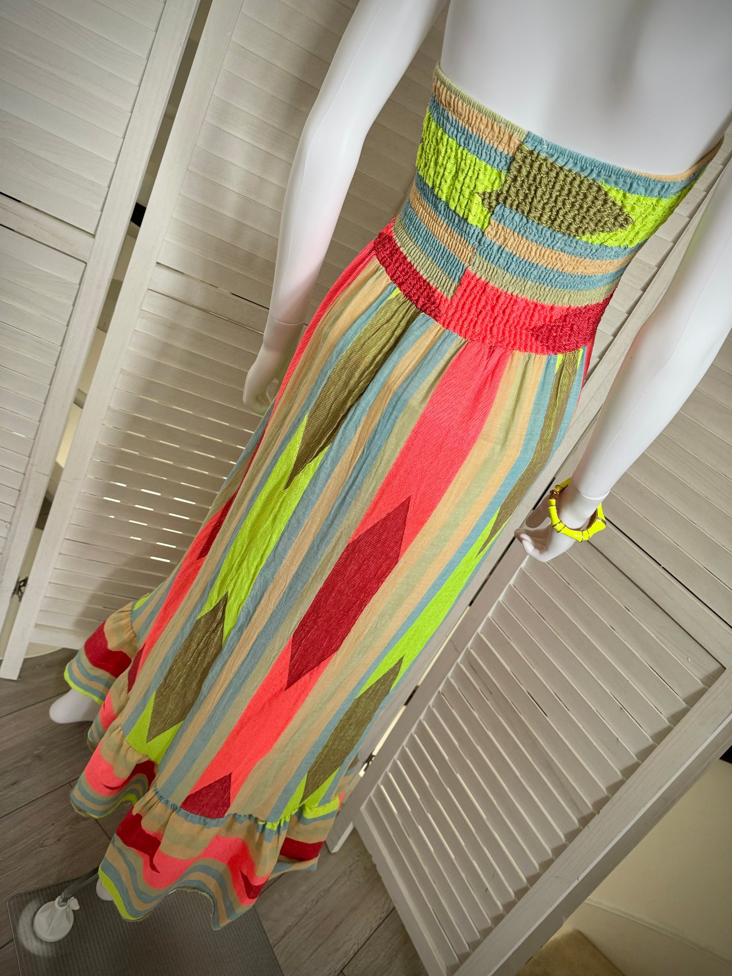 Lime Neon Aztec Midi Dress