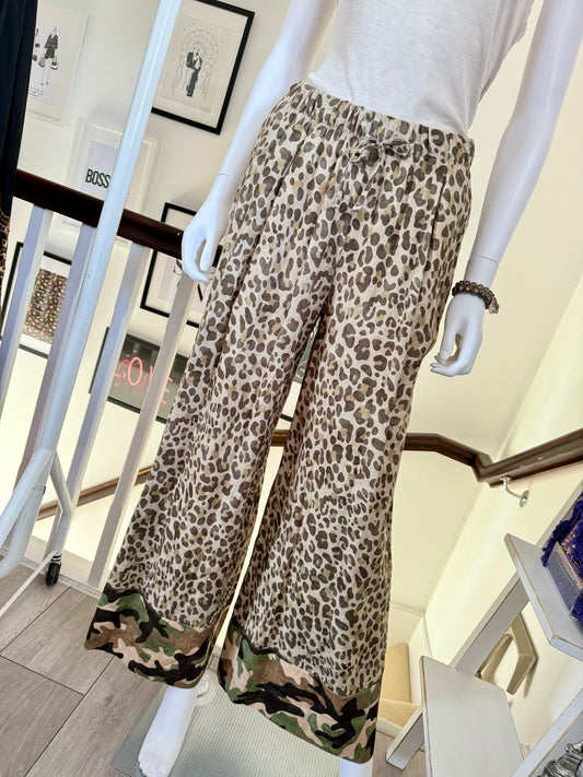 Linen Leopard Camo Trousers