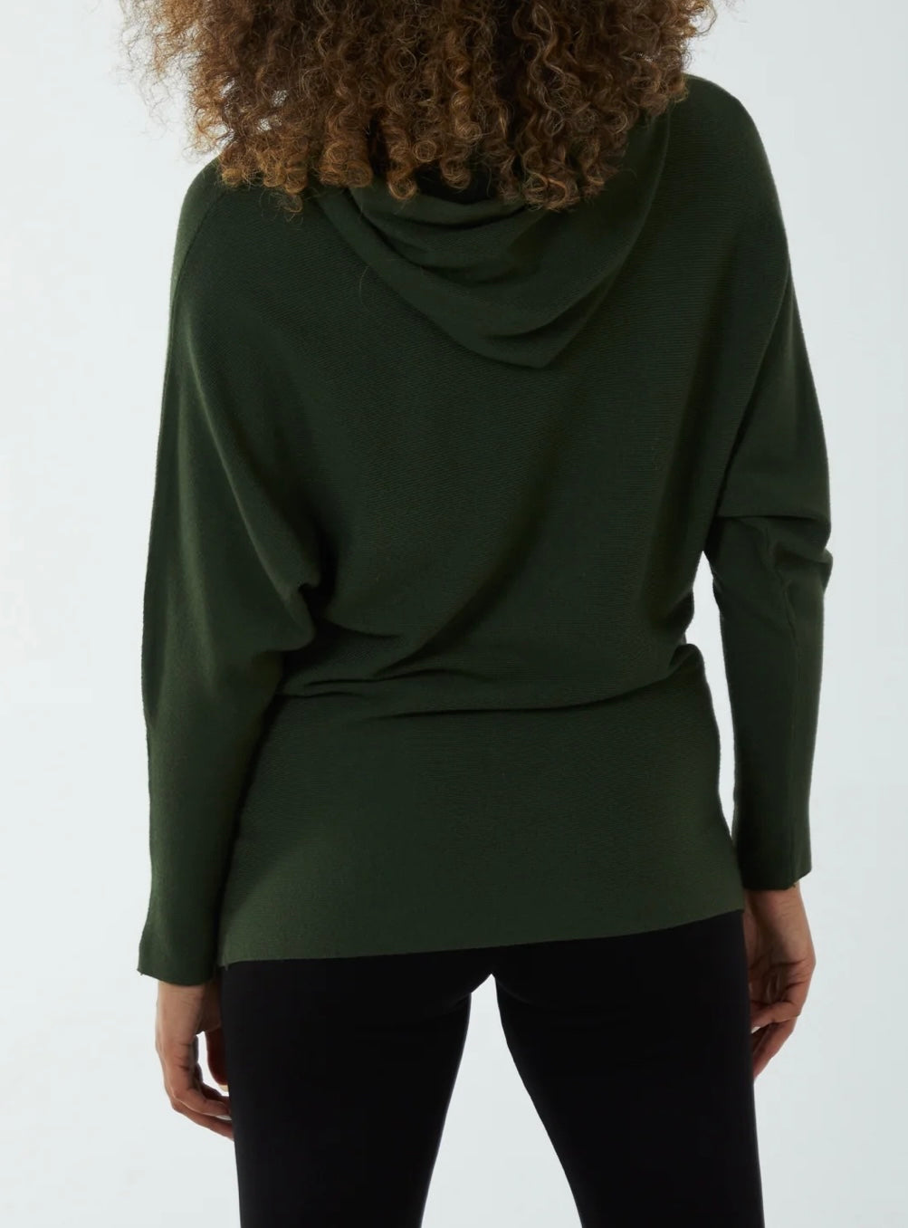 Army Green Knitted Hooded Jumper