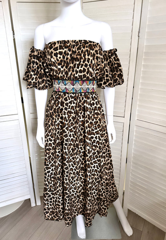 Leopard Print Aztec Dress