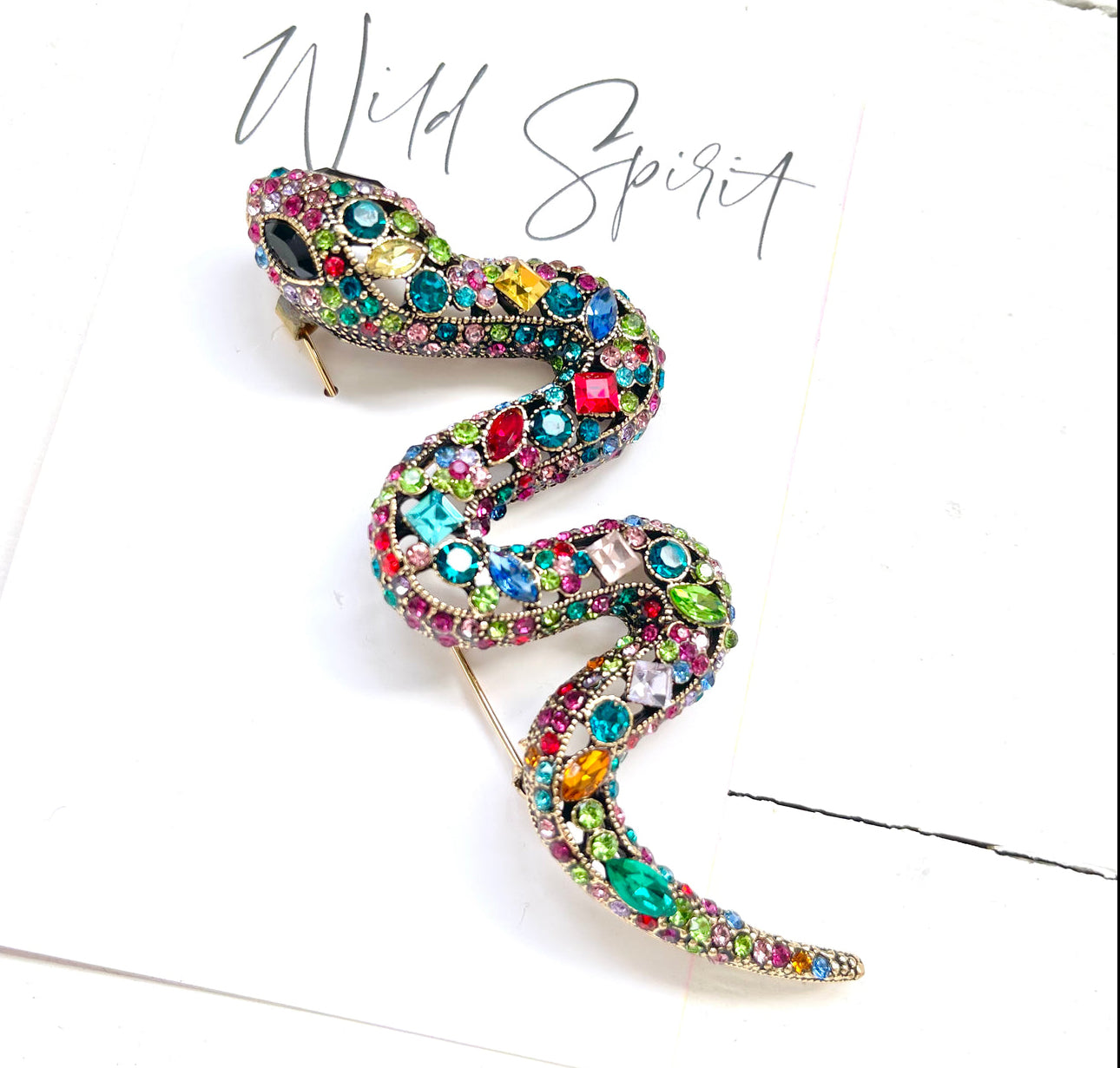Big Multicolour Jewel Snake Brooch