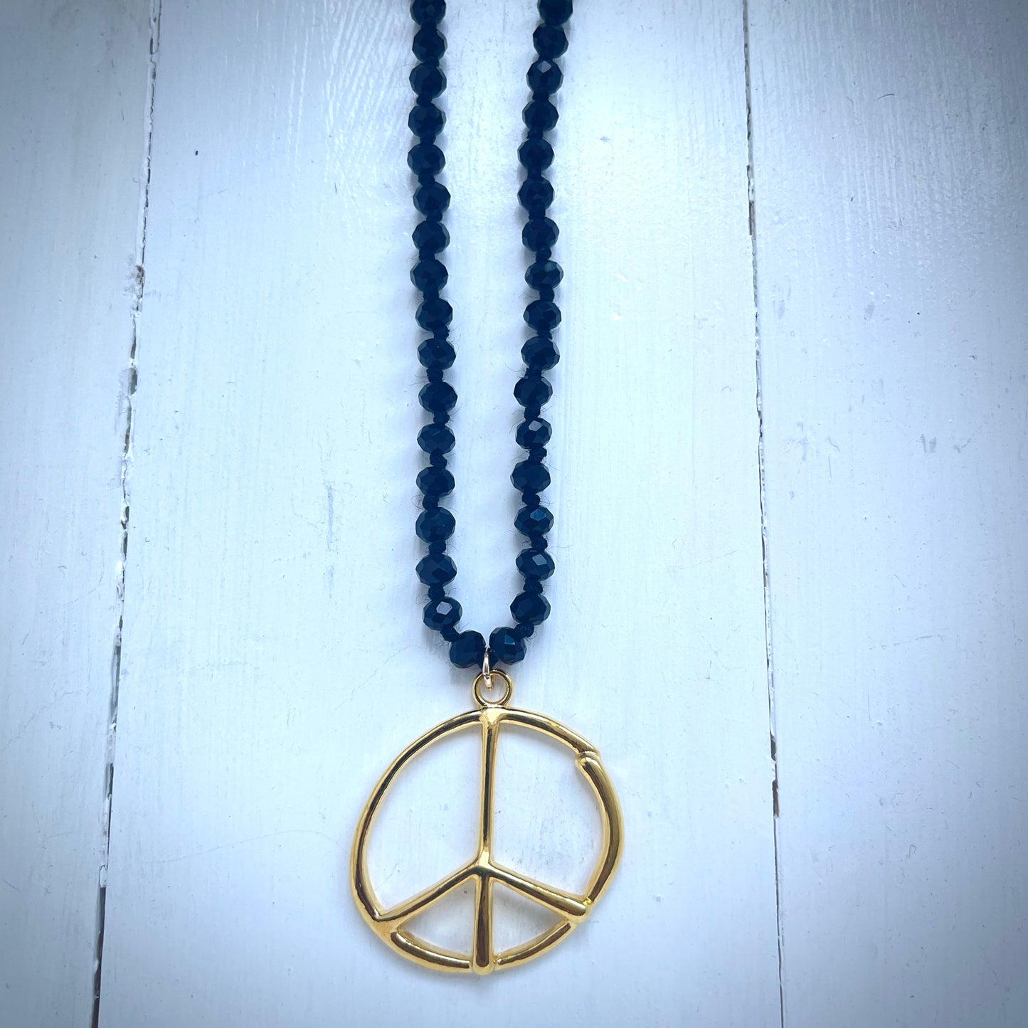 Black Peace Beaded Necklace