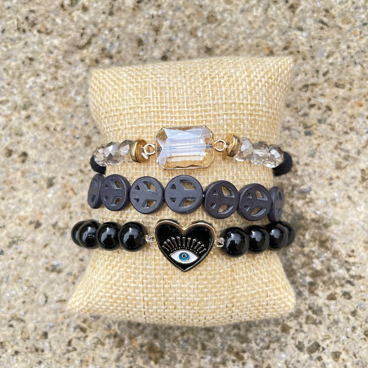 ‘Peace’ Set of 3 Boho Bracelets